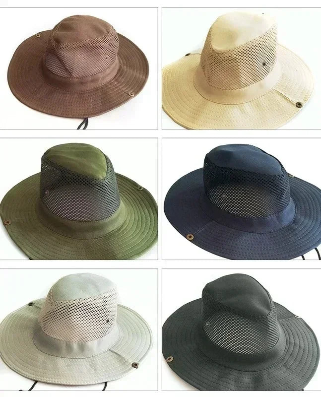 Summer Mesh Fishing Hat Outdoor Breathable Casual Cool Hat Mountaineering Sun Fisherman Hat (7  Colors)