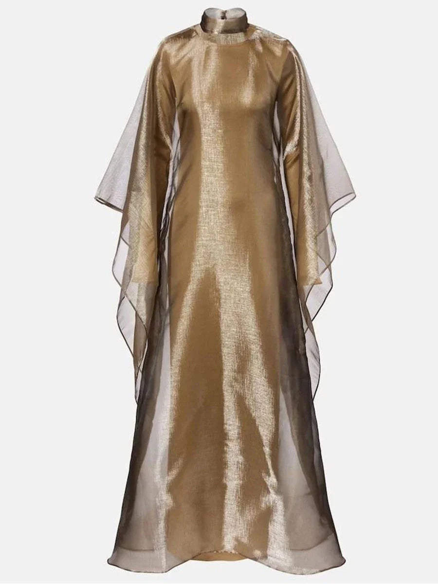 Radiant Sheer Metallic Maxi Dress