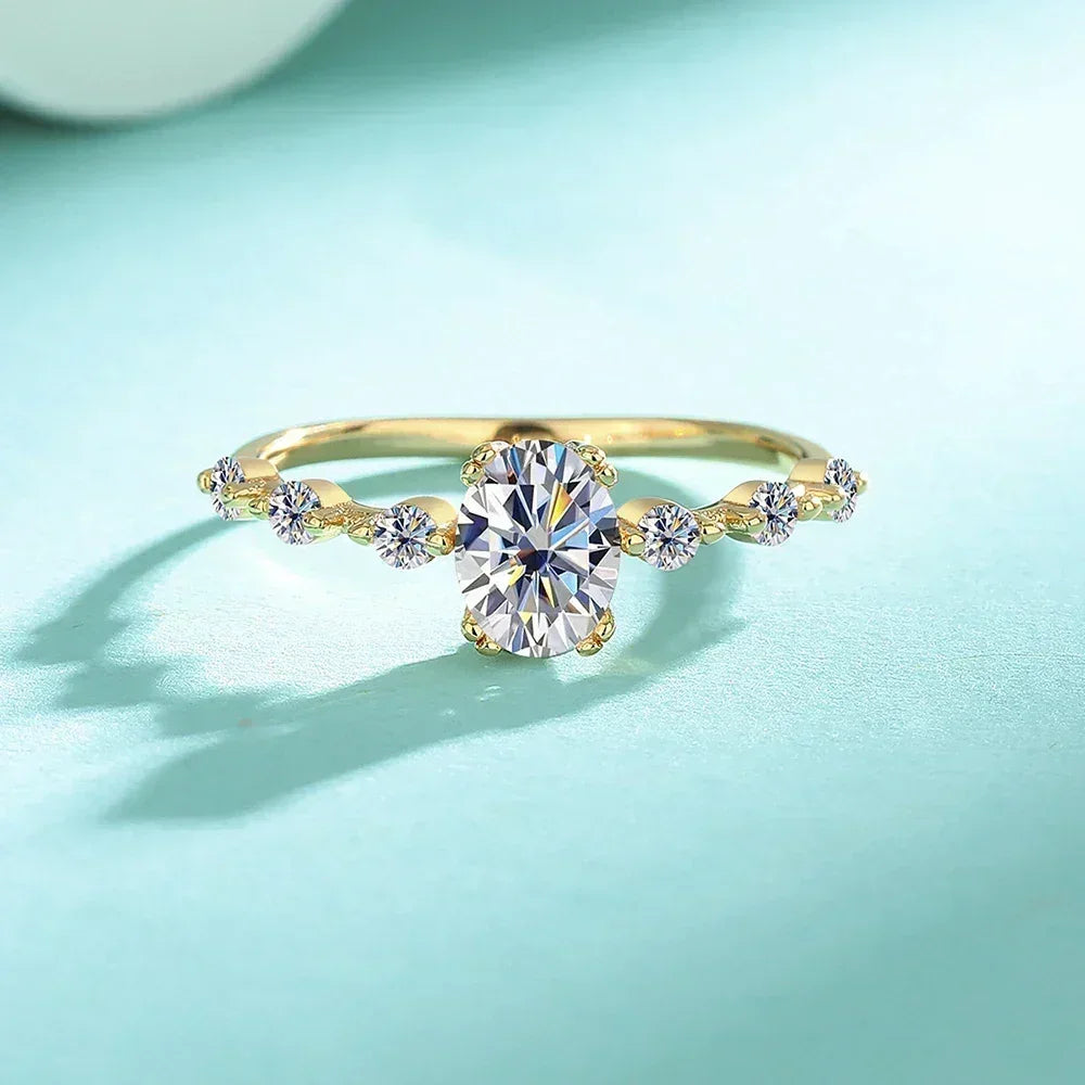 IGOTOS 1CT Oval Cut Moissanite Engagement Ring with Certificate Pass Diamond Test 925 Sterling Silver Wedding Bands Fine Jewelry