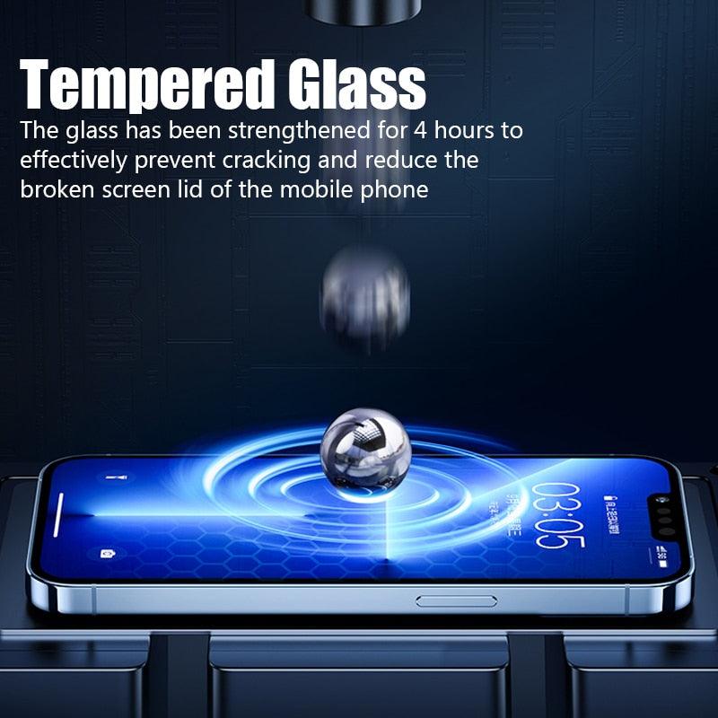 4PCS Screen Protector for iPhone 14 13 12 11 Pro Max Mini Tempered Glass for iPhone 7 8 6 6S Plus X XR Xs Max SE 2020 Glass One-piece Front Scratchproof Tempered Glass