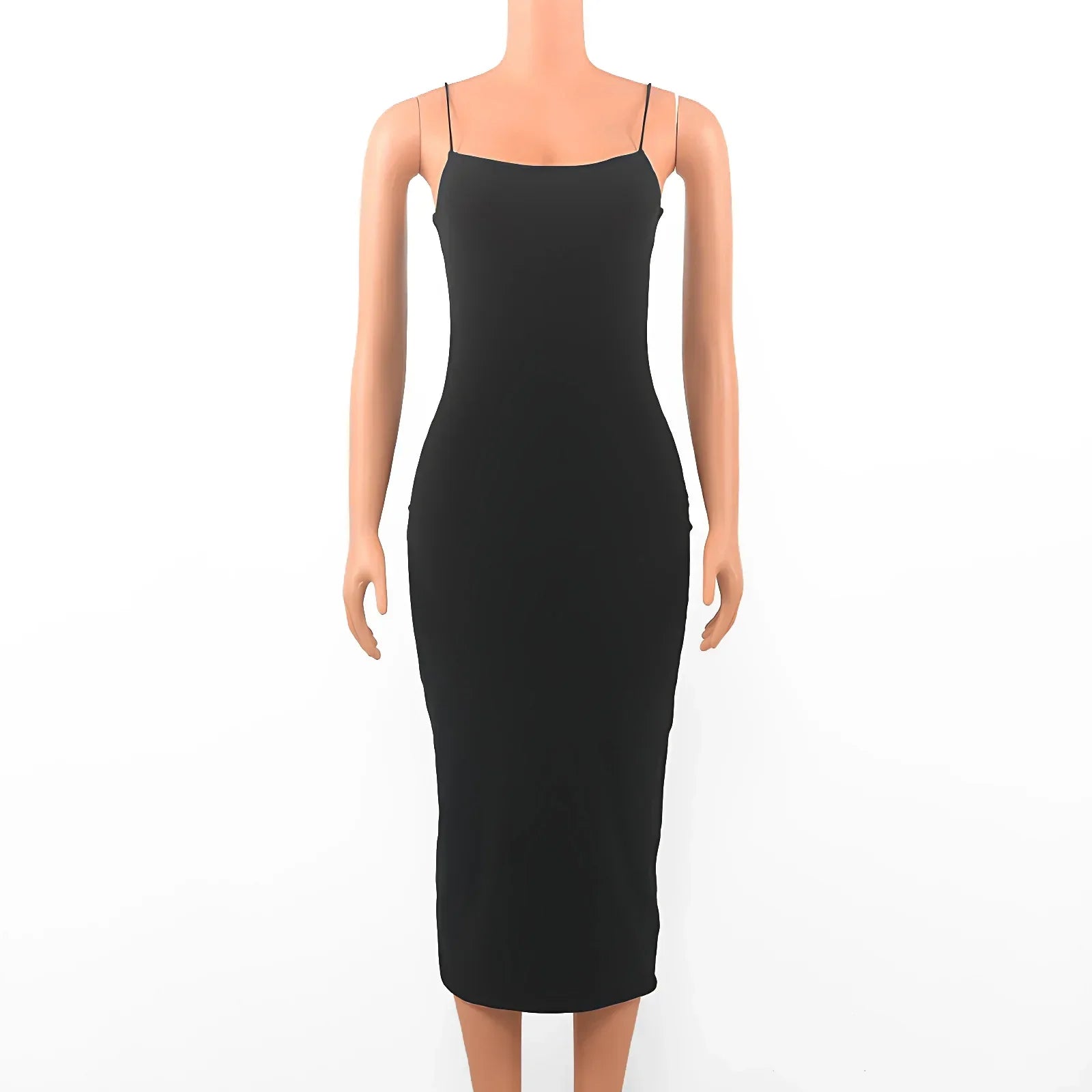 Black Backless Bodycon Maxi Dress | Gothic Spaghetti Strap Dress -femstylo