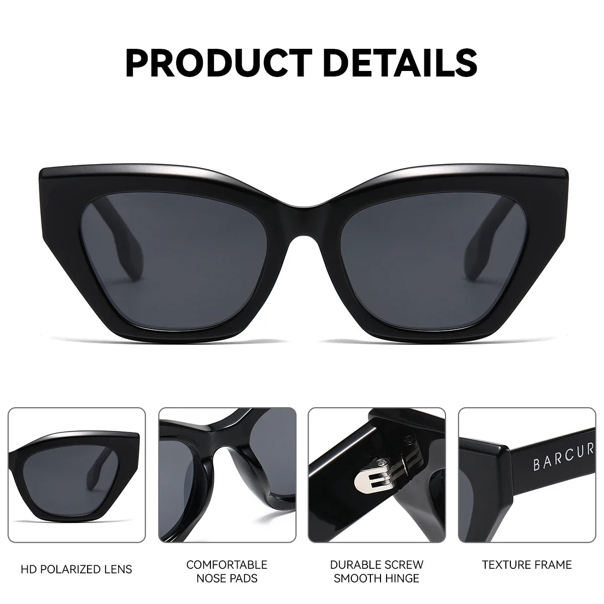 BARCUR Stylish Irregular Fashionable Unique Polarized Women’s Sunglasses – Unique Thick PC Frame with UV400 Protection – Fashion Creative Color Eyewear for Travel Shopping Outdoor Events & Party Outfits