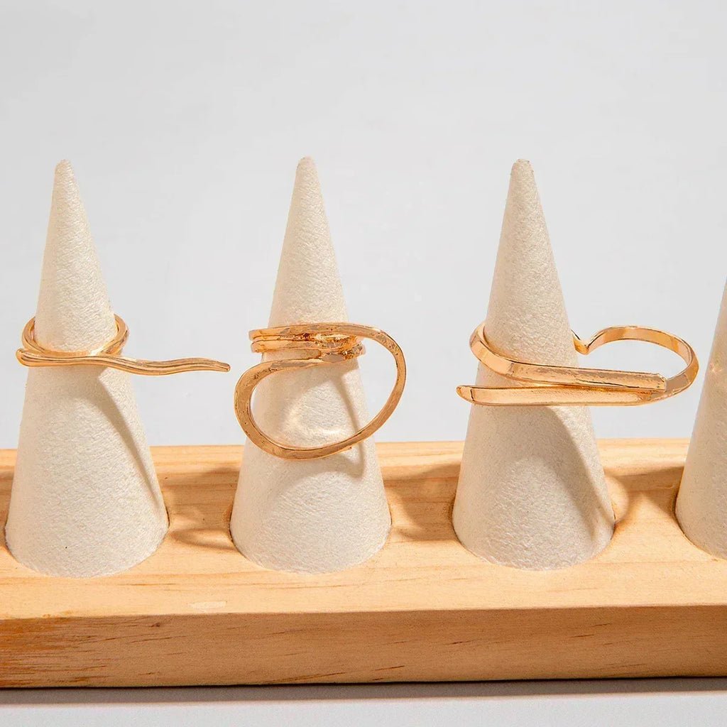 Docona Fashion Elegant Stacking Gold Colour Rings Geometric Design Ring Set Accessories Daily Festival Party Gifts 27910