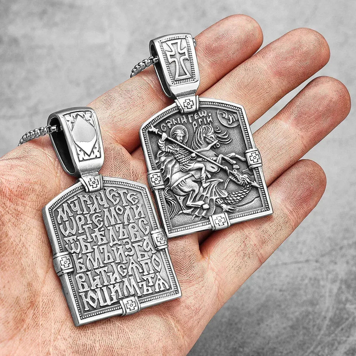 Fairy Tale St George Slaying Dragon Stainless Steel Men Women Necklaces Pendants Chain Punk Jewelry Creativity Gift Wholesale
