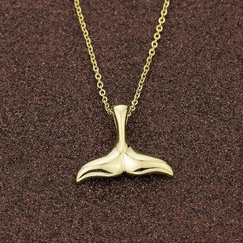 Dainty Gold Plated Mermaid Fish Tail Necklace For Women Summer Beach Jewelry Accessories
