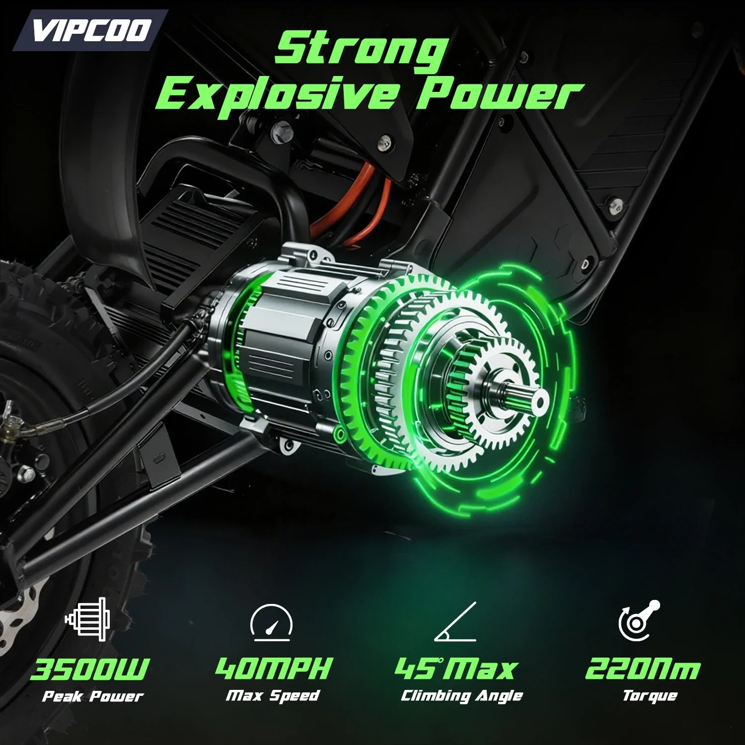 VIPCOO H3 Electric Dirt Bike 3500W 48V 23Ah Fat Tire