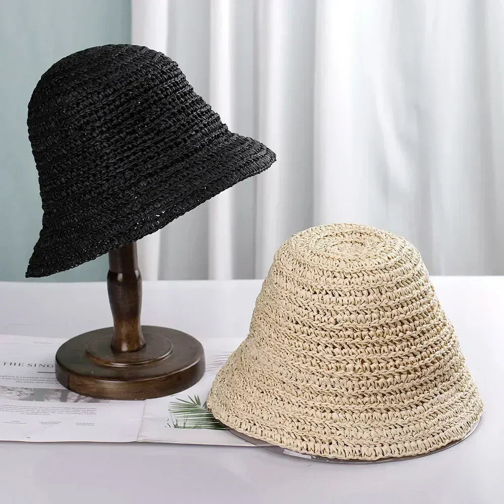 2022 sun protection women's beach hat Bucket hat women's cap 2022 Balaclava rafia sun hat visor hat straw hat panama for girls