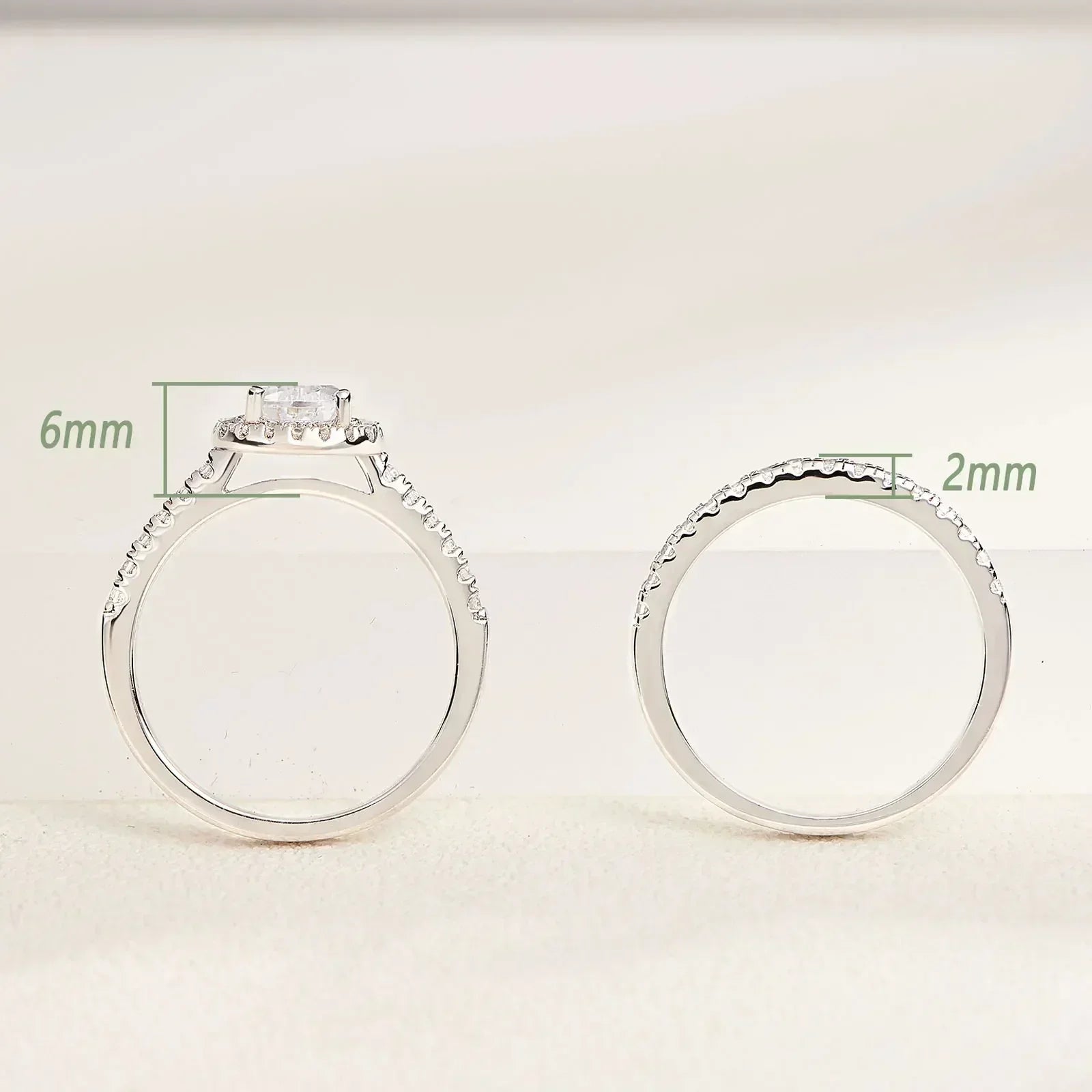 Newshe 2 Pieces Tear Drop Shape Engagement Ring Wedding Band for Women 925 Silver Bridal Jewelry High Grade Cubic Zircons