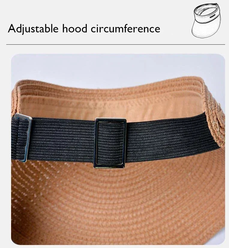 Spring and Summer Women's Outdoor Sunshade  Straw Hat Fashion Empty Top  Duck Tongue Hat Big Brim Cap G37