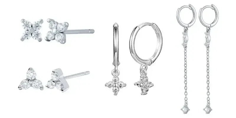 925 Sterling Silver Ear Needle Fashion Hoop Earrings White Crystal Luxury Women's Silver Earrings Wedding Women's Jewelry Gift