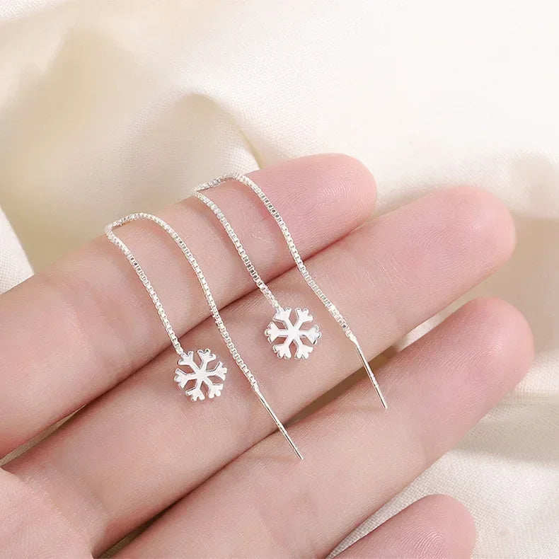 925 Silver Earring For Women Long Tassel Earrings Ear Line pendientes Fashion Zircon Star Drop Earrings