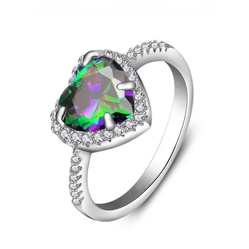 2025 New European and American Peach Heart Ring Women's Personalized Love Shaped Zircon Inlaid Diamond Fashion Jewelry Wholesale