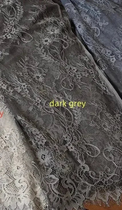 3Meters/lot Off White French Chantilly Lace Fabric , Eyelash Embroidery Lace Craft Bridal Veil Lace Accessory 150cm Width