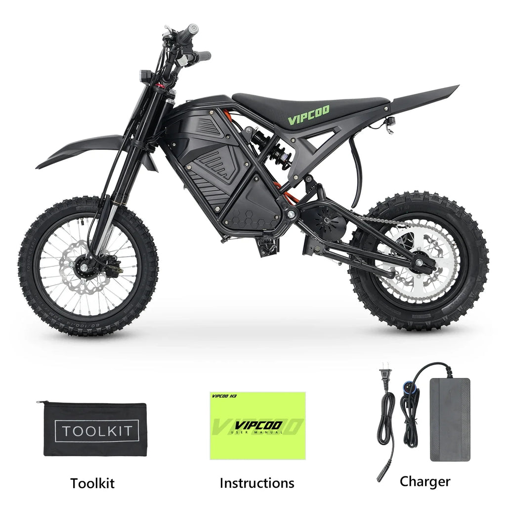 VIPCOO H3 Electric Dirt Bike 3500W 48V 23Ah Fat Tire