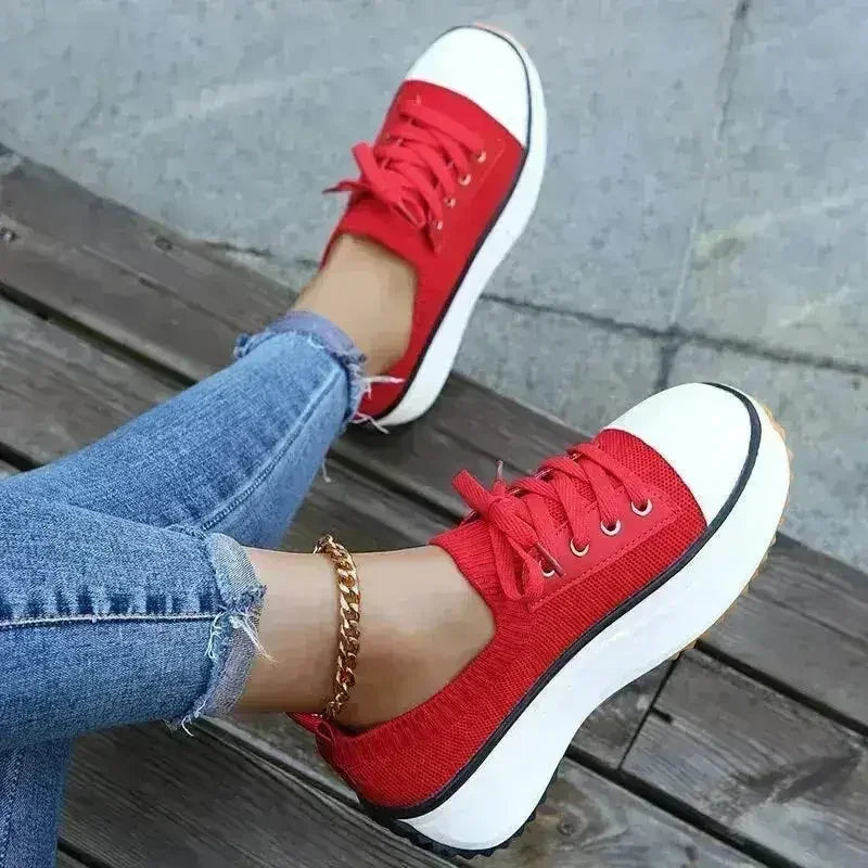 Summer Woman Vulcanize Shoes Knitted Breathable Sneakers