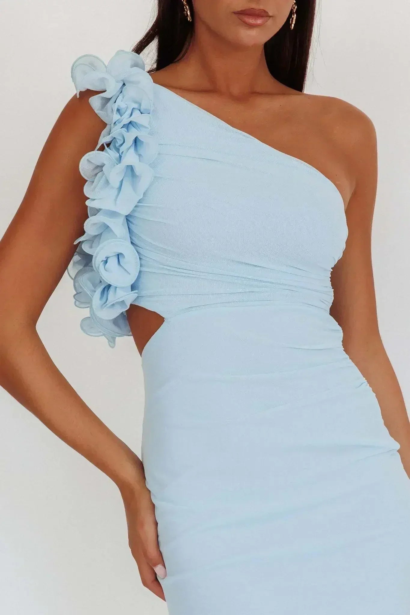 Articat Elegant Slant Shoulder Flower Bodycon Party Club Evening Dress Women Sexy Backless Slim Spring/Summer New  2025 Vestido
