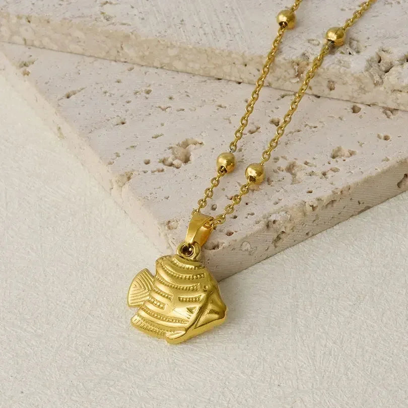 1Pc Temperament Fashion Summer Beach Blue Marine Life Sea Horse Shell Turtle Mini Fish Bead Necklace Classic Clavicle Chain