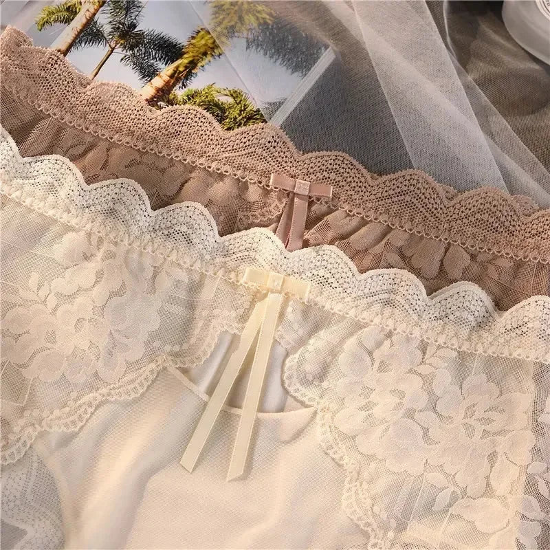 XL-3XL Big Size Women Lace Panties Summer Transparent Hollow Briefs Female  Lingerie Sexy Underwear Breathable Underpants New