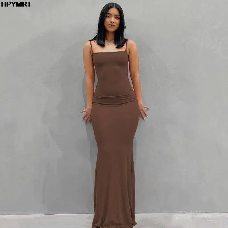 Satin Slip Maxi Dress | Backless Bodycon Evening Gown - Femstylo
