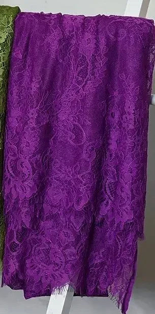 3Meters/lot Off White French Chantilly Lace Fabric , Eyelash Embroidery Lace Craft Bridal Veil Lace Accessory 150cm Width