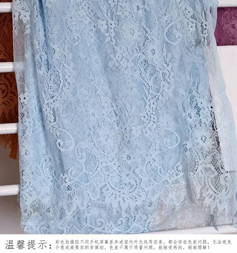 3Meters/lot Off White French Chantilly Lace Fabric , Eyelash Embroidery Lace Craft Bridal Veil Lace Accessory 150cm Width