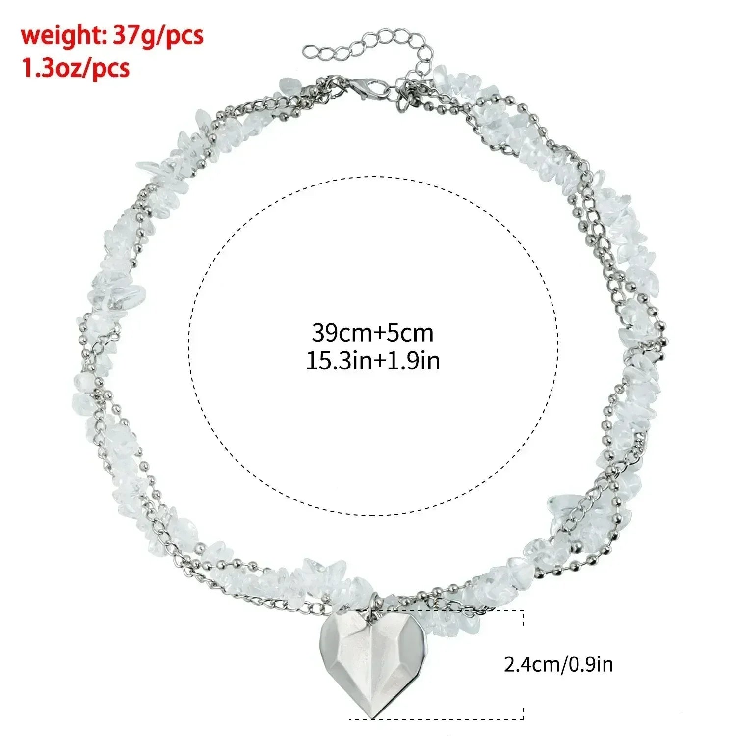 Fashion Heart Beaded Necklace for Women Boho Elegant Irregular Crystal Chain Y2K Choker Exquisite Party Gift Jewelry Accessories