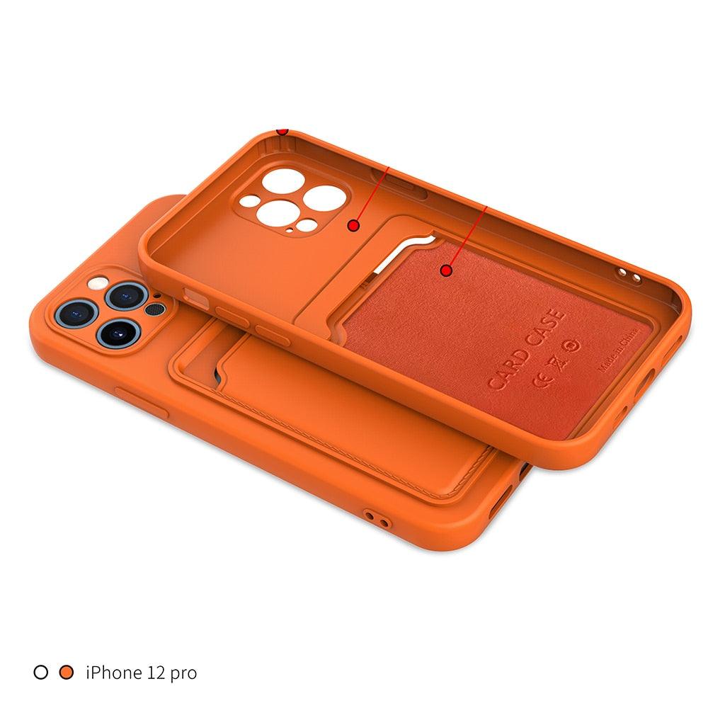 Soft Silicone Card Phone Case for IPhone 13  12 Pro Max Shockproof Protector Cover for IPhone 14 Plus Cases Heavy Duty Solid Slim Lightweight Anti-Shock Cover for iPhone