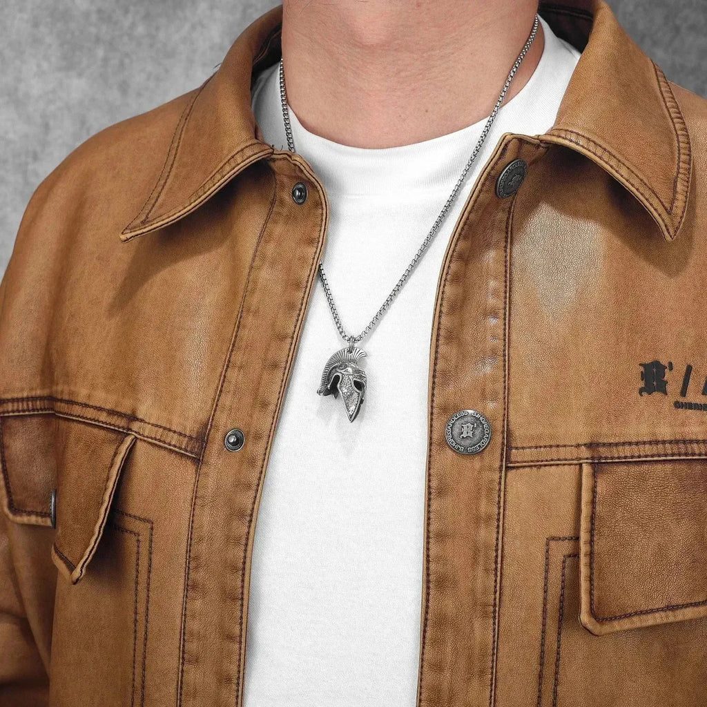 Spartan Roman Helmet Men Necklaces With Pendant Stainless Steel Jewelry For Male Women Punk HipHop Accessories Gifts Wholesale