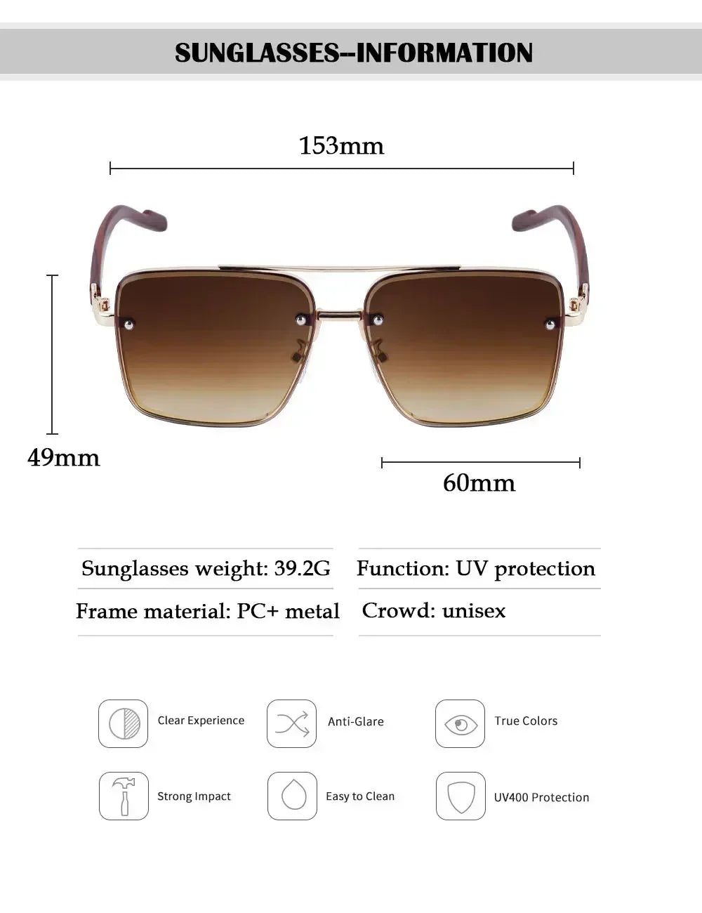 New Square Sunglasses For Men Vintage Outdoor Sunglasses Oculos Designer Wooden Glasses Sunscreen Sun Lentes Dropshipping Gafas