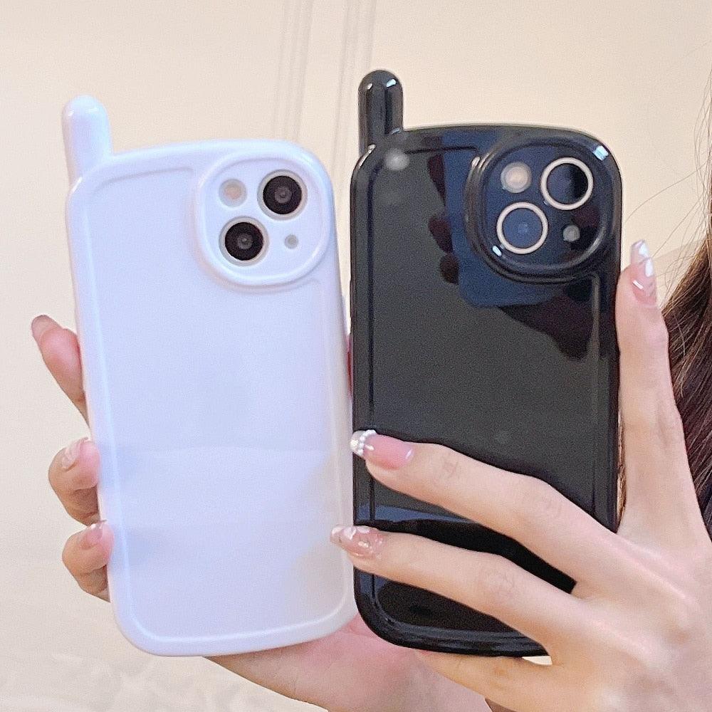 Cute Classic Retro Phone Style Case For iPhone 13 12 11 Pro Max X XR XS 7 8 Plus Shockproof Soft Silicone Cover Ultra Light Solid Color Back Cover Comfortable Grip Unique Design Phone Case