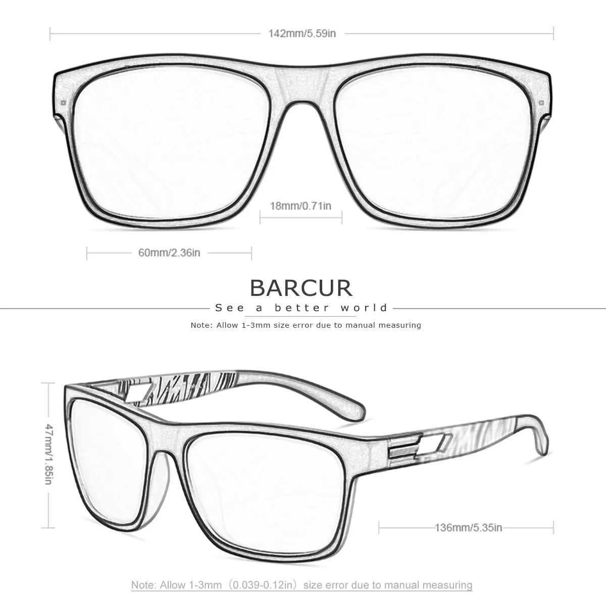 BARCUR Polarized Sport Fashion Sunglasses for Men – UV400 Protection Colorful TAC Coating Anti-Slip Polycarbonate Frame Cycling Fishing Hiking Outdoor Sports Eyewear – Durable Trendy Vintage Rectangular Design