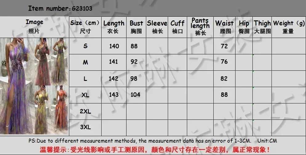 Elegant Oblique Shoulder Single-sleeve  Zipper High Slit Mesh Long Dress For Women Fashion Flower Decoration Party Dress Female