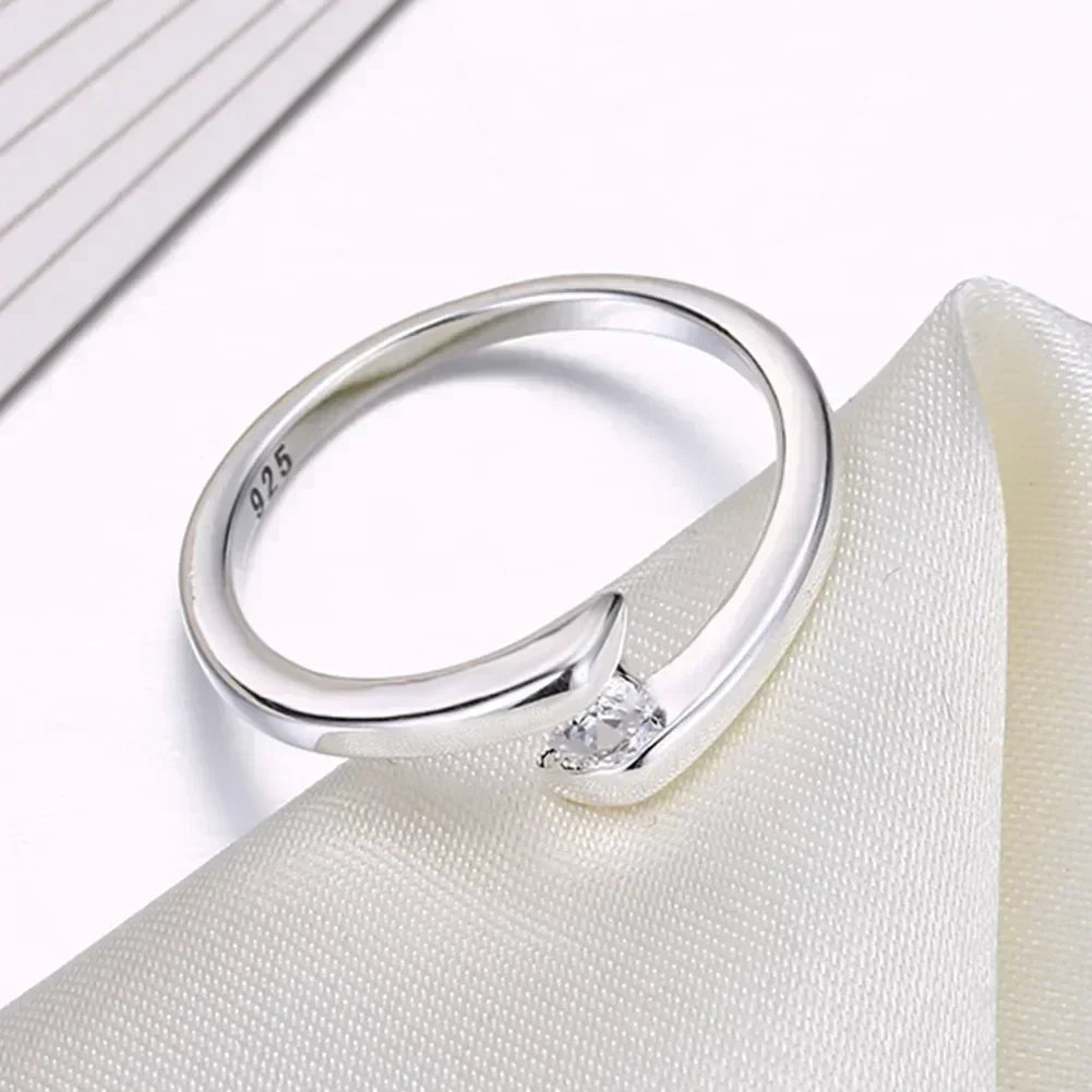 925 Sterling Silver Women Ring 7-10# Fine Simple Shiny Zircon Fashion Wedding Gift Charm Party Jewelry Accessories Wholesale
