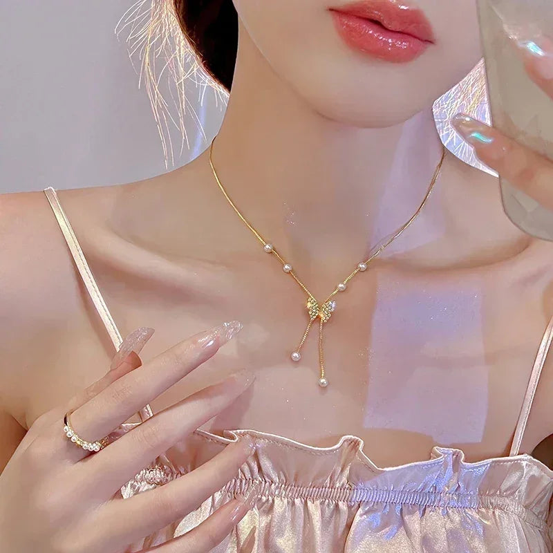 Luxurious Square Pink Zircon Pendant Necklace For Women Fashionable Personalized Daily Accessory Party Jewelry Birthday Gifts