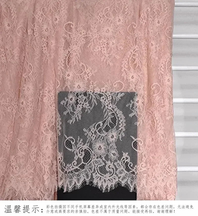 3Meters/lot Off White French Chantilly Lace Fabric , Eyelash Embroidery Lace Craft Bridal Veil Lace Accessory 150cm Width