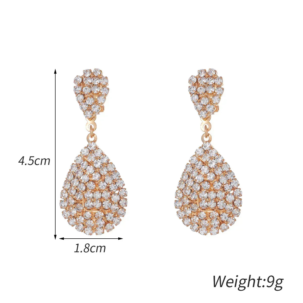 Water Drop Clip On Earring Cubic Zirconia Crystal Dangle Earrings Statement Earrings no pierced for Women Wedding Bridal jewelry