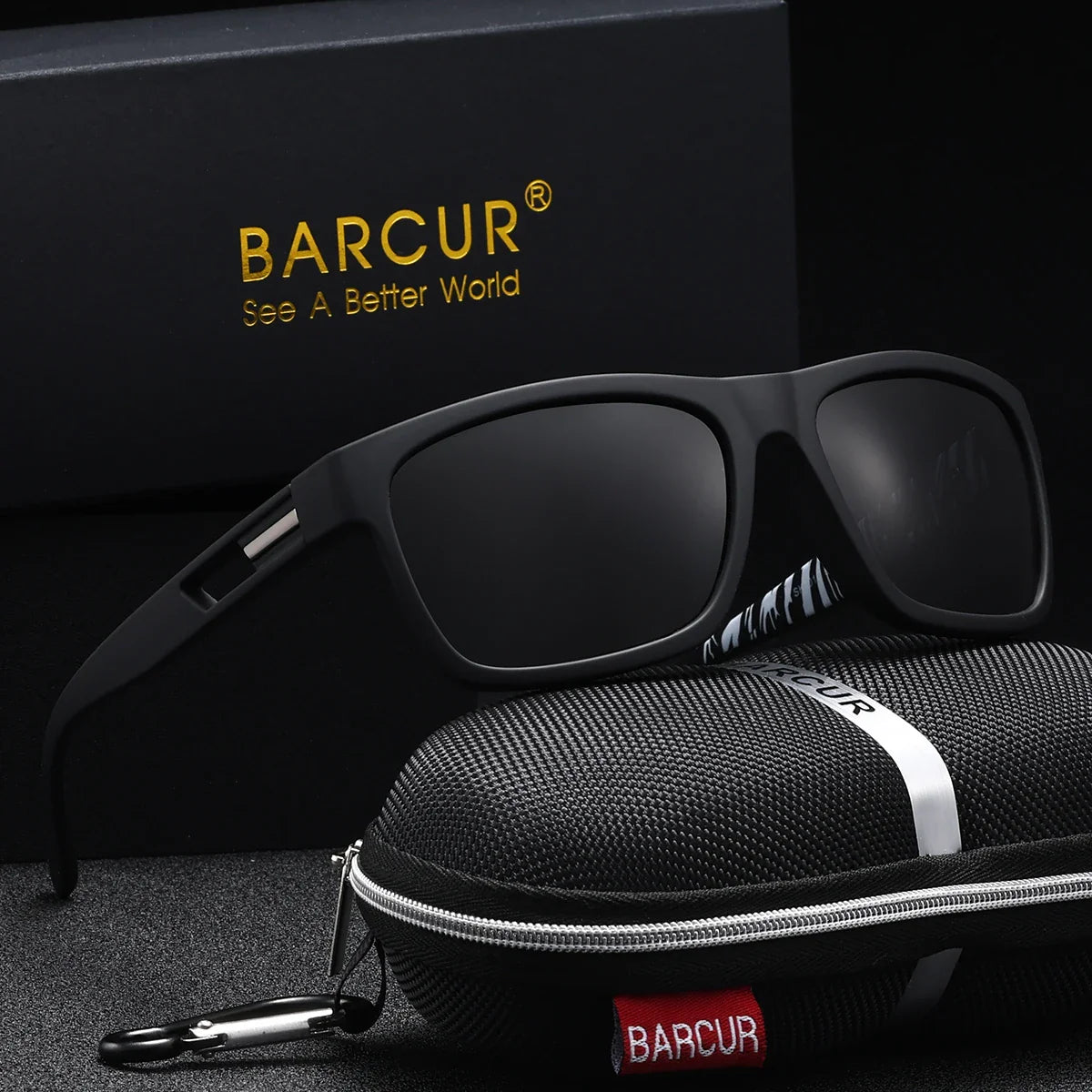BARCUR Polarized Sport Fashion Sunglasses for Men – UV400 Protection Colorful TAC Coating Anti-Slip Polycarbonate Frame Cycling Fishing Hiking Outdoor Sports Eyewear – Durable Trendy Vintage Rectangular Design