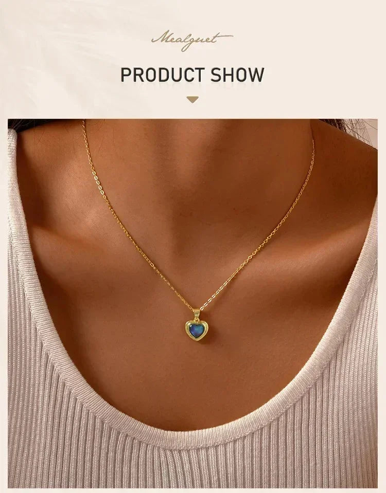 Summer Waterproof Necklace for Women, Nature Abalone Shell Heart Square Round Shape Pendant Statement Jewelry