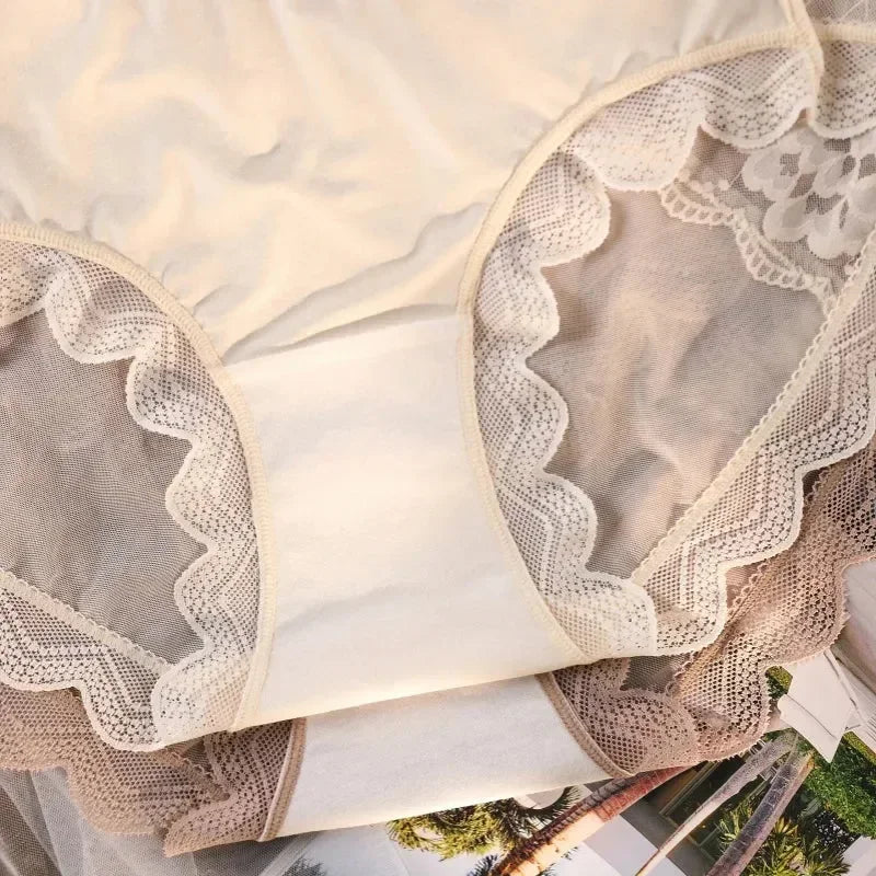 XL-3XL Big Size Women Lace Panties Summer Transparent Hollow Briefs Female  Lingerie Sexy Underwear Breathable Underpants New