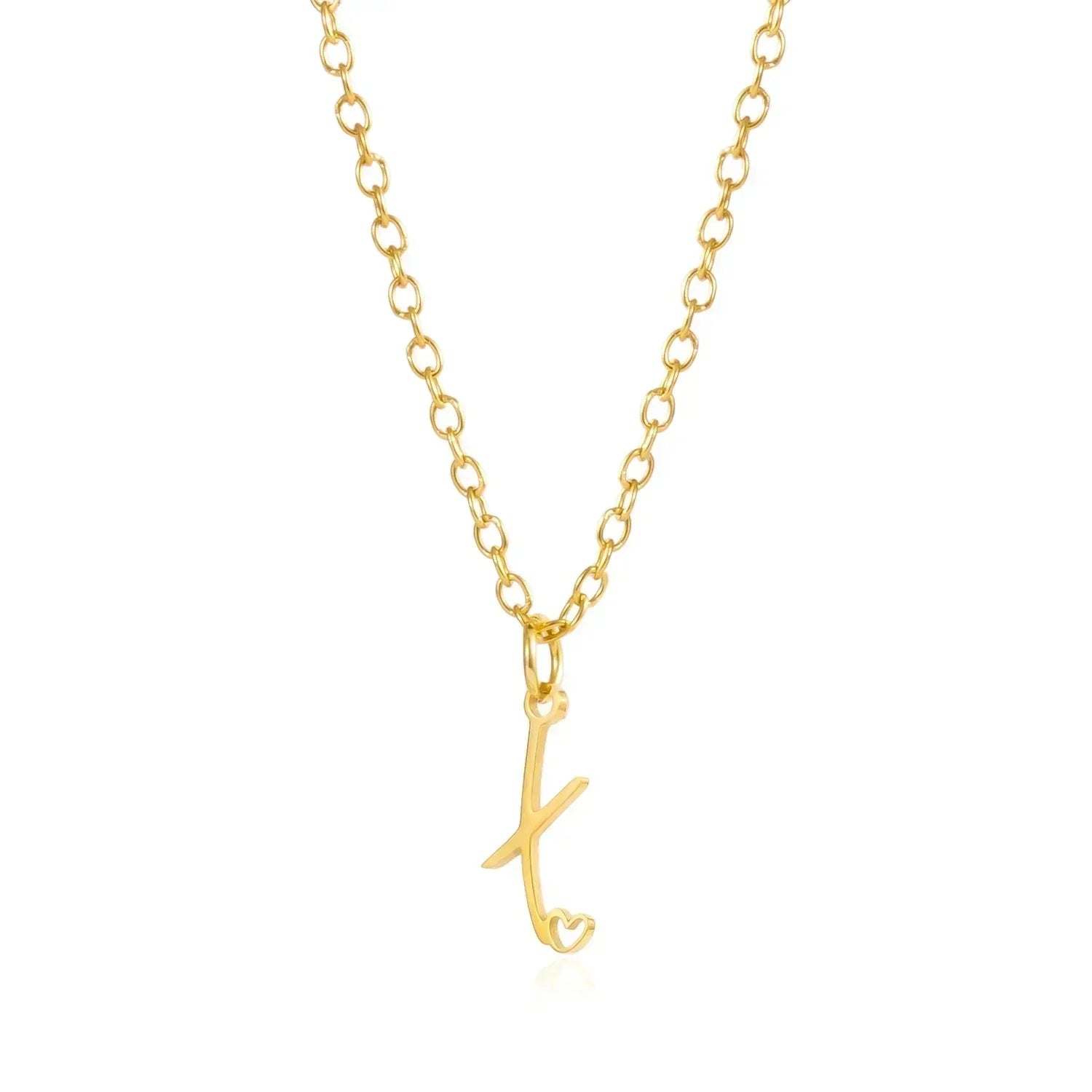 26 Initial Letters Heart Pendant Stainless Steel Necklace for Women Gold Color A-Z Alphabet Choker Chain Birthday Jewelry Gift