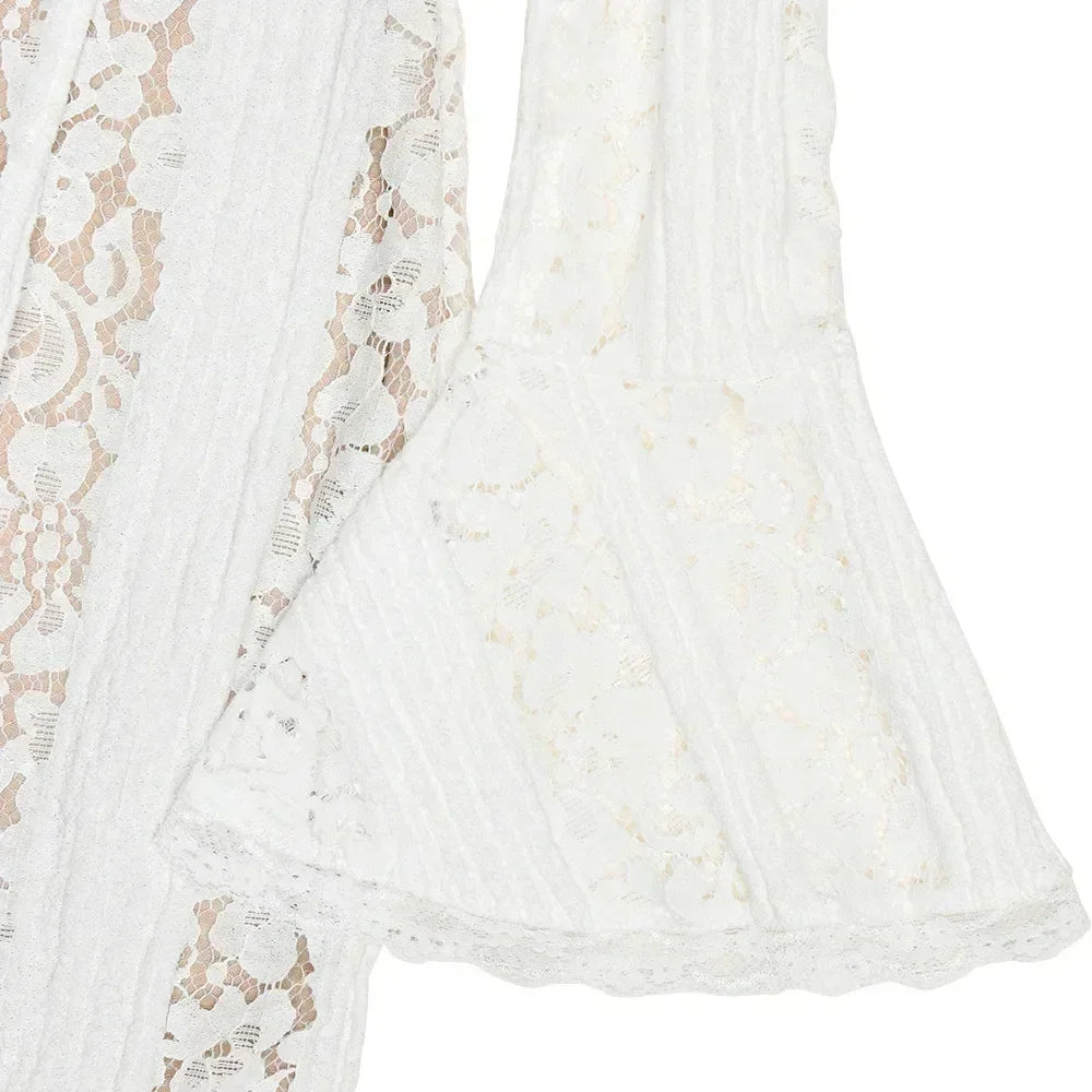 Oligai Lace Slim Mini Dress for Women Off The Shoulder Sexy Long Sleeves Club Party Dresses Bodycon Elegant Autumn Dress