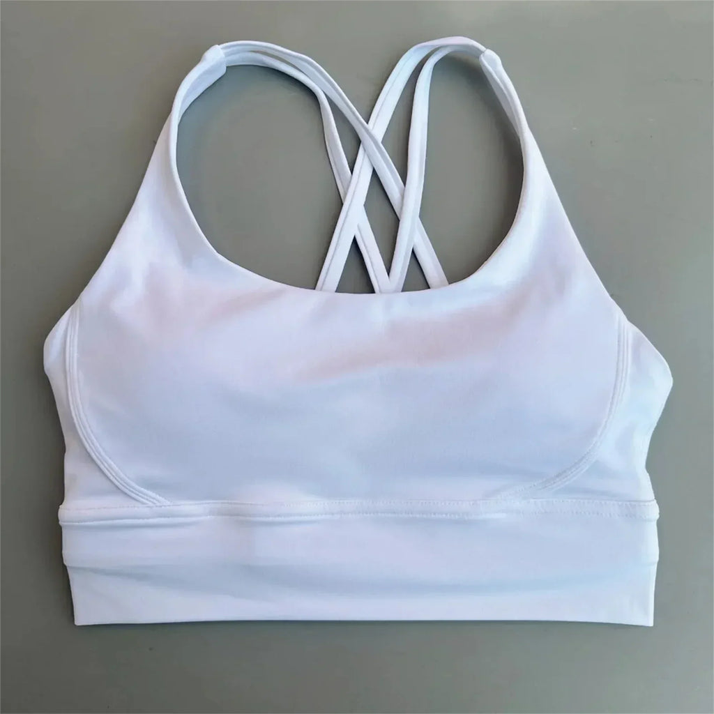 Solid Color Women Cross  Fitness sport Bra soft high strength Tight Top Comprehensive Training Gym Yoga Underwear With Chest Pad