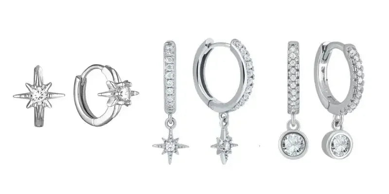 925 Sterling Silver Ear Needle Fashion Hoop Earrings White Crystal Luxury Women's Silver Earrings Wedding Women's Jewelry Gift