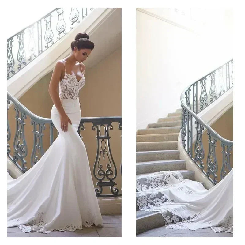 Mermaid Lace Wedding Dress Vestidos de novia Vintage Sweetheart Neck Bridal Gowns Sexy Backless Wedding Dresses