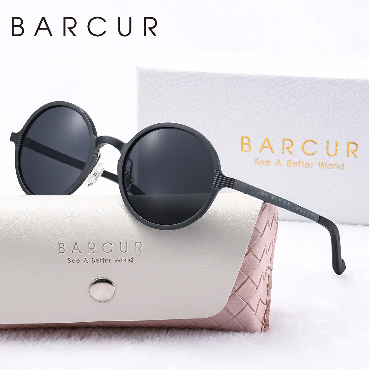 BARCUR Retro Round Trendy Polarized Sunglasses for Women – Vintage Fashionable Aluminum Magnesium Alloy Frame with UV400 Protection – Punk-Inspired Fashion Circular Sunglasses for Travel Business & Outdoor Style with Premium Gift Box