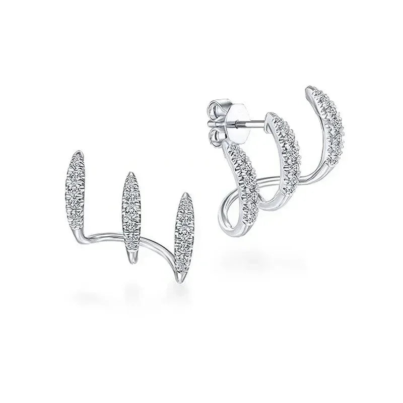 925 Sterling Silver Claws Stud Earrings with Crystal Gold Earring AAA Stone Modern Design Fashion Accessories Women 2025 Jewelry