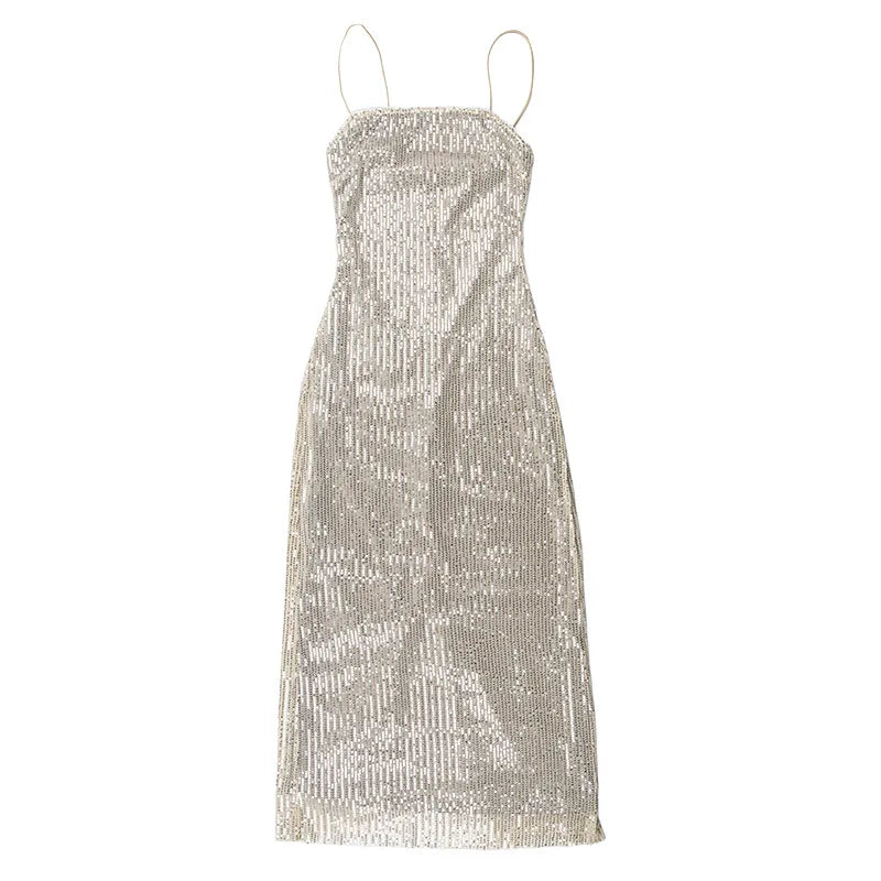 Sleeveless Glitter Sequined Evening Party Club Maxi Dress