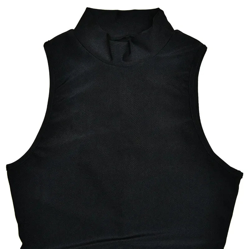 Turtleneck Sleeveless Mini Dress | Ruched Asymmetrical Party Dress - Femstylo