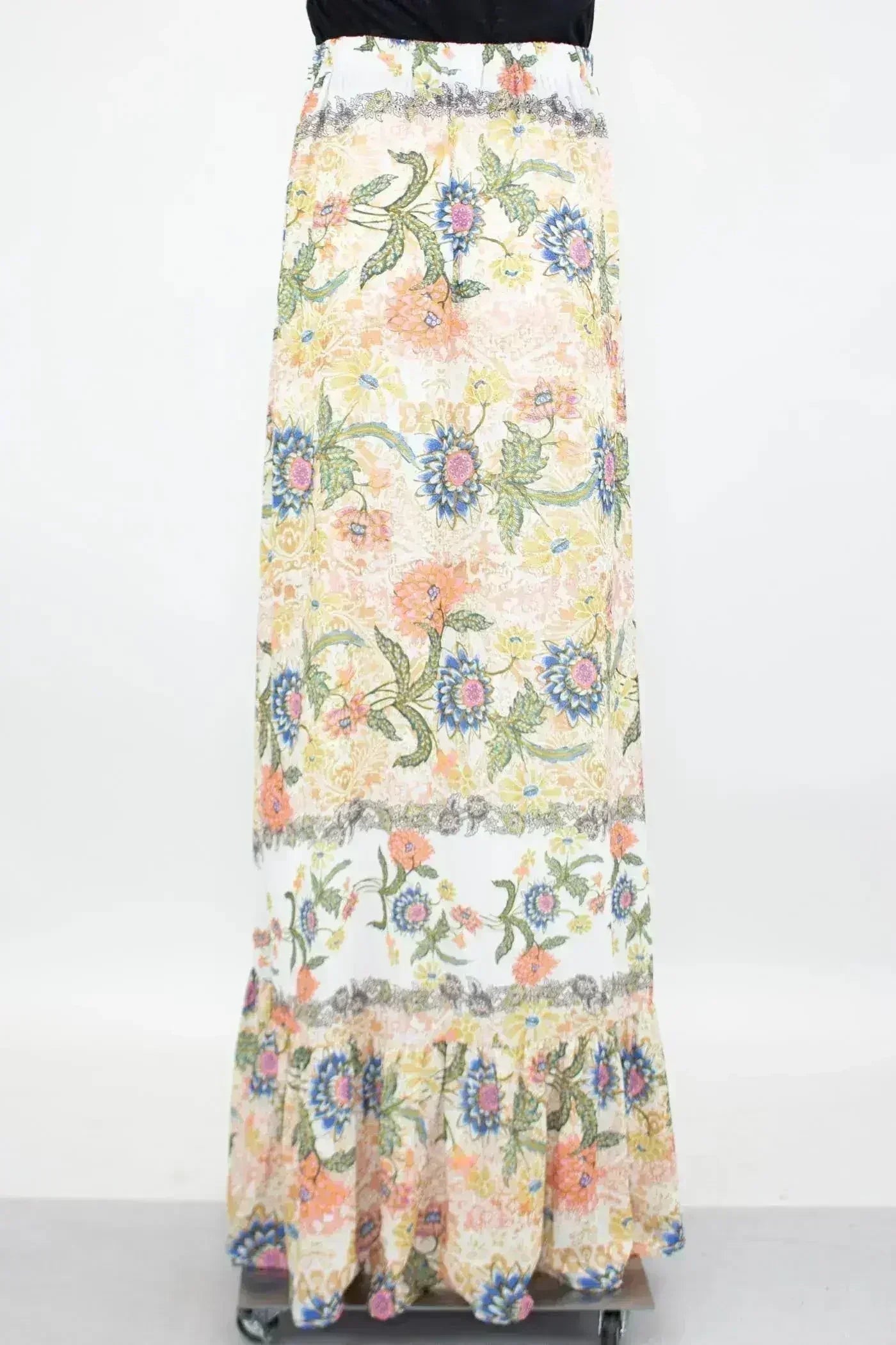 Floral Maxi Skirt – Elastic Waist & Dramatic Flare