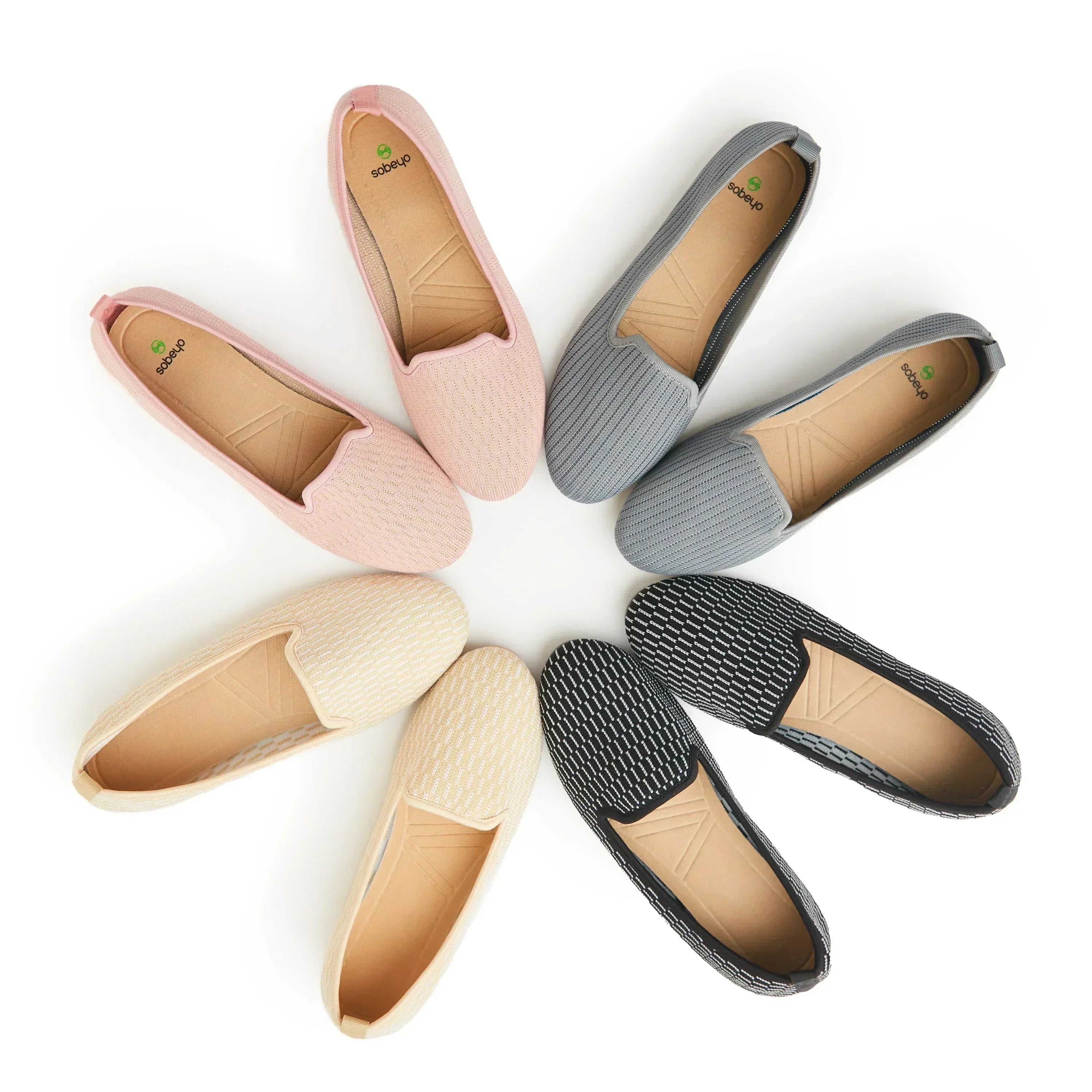SOBEYO Women's Ballet Flats Sweater Soft Rubber Sole Slip On Casual